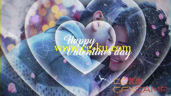 AE模板-爱心遮罩情人节图片展示片头 Happy Valentines的图片1