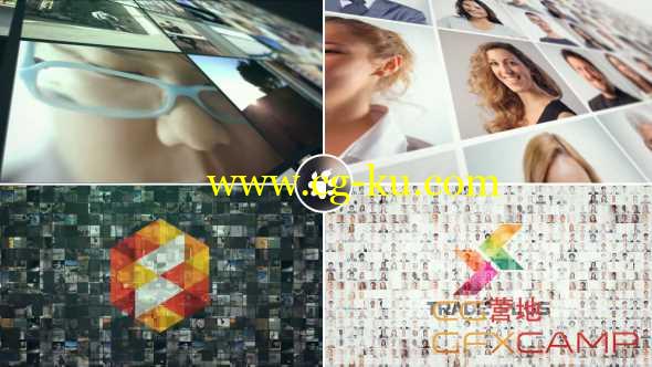 AE模板-照片视频墙Logo展示 Multi Video Wall Logo的图片1