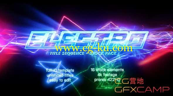 AE模板-闪电电流文字标题动态元素 Electro - Electric Title Sequence + 16 Lighting Elements的图片1