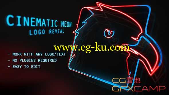 AE模板-大气霓虹灯闪速描边Logo展示 Cinematic Neon Logo的图片1