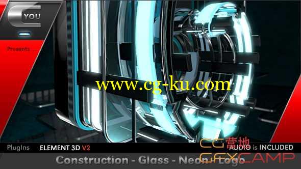 AE模板-三维玻璃霓虹灯组合动画 Construction Glass Neon Logo的图片1