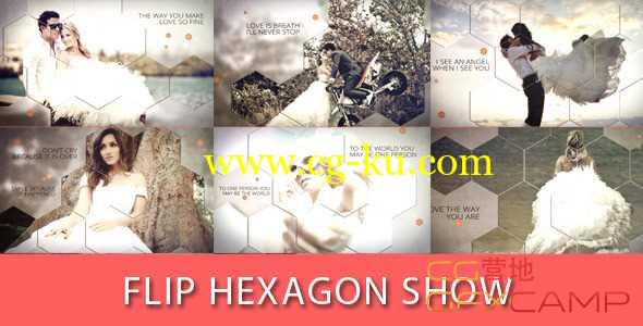 AE模板-蜂窝六边形遮罩图片展示 Flip Hexagon Show的图片1