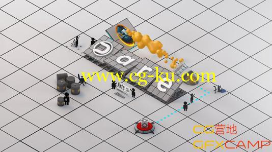 C4D制作等距简洁壁纸 Creating an Isometric Portal Wallpaper Tutorial的图片1