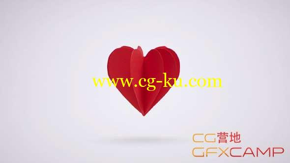 AE模板-纸张折叠爱心信封爱情照片定格开场 Love Intro的图片1