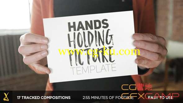 AE模板-实拍手持白板图片视频文字展示片头 Hands Holding Pictures的图片1