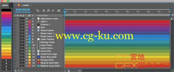 图层标签批量管理AE脚本 Aescripts Labels V2.0的图片1