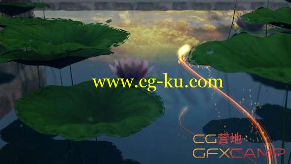 AE模板-池塘荷花荷叶光线粒子Logo开场动画 Lotus Pond Opener的图片1
