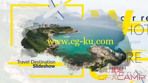AE模板-旅游目的地景点水墨散开图片展示片头 Travel Destination Slideshow的图片1