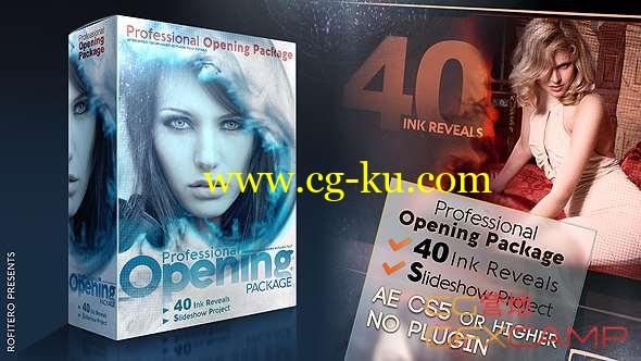 AE模板-水墨散开时尚图片动态展示片头 Professional Opening Package的图片1