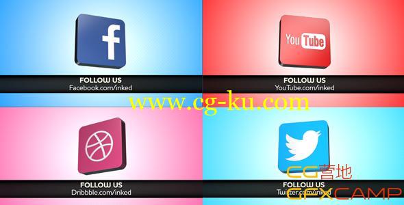 3D扁平化风格社交Logo展示 VideoHive Social Network的图片1
