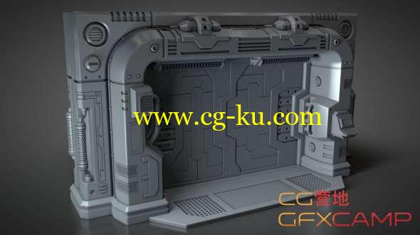 科幻夹板门C4D建模教程  Cinema 4D - Modeling a Sci-Fi Blast Door Tutorial的图片1