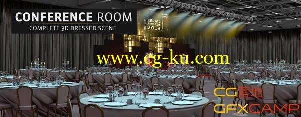 会议酒席大厅C4D模型包 The Pixel Lab – Events & Exhibitions Pack的图片1