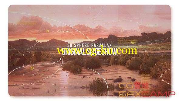 AE模板-图形线条视差图片展示 3D Sphere Original Parallax Slideshow的图片1