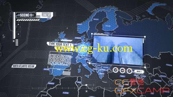 AE模板-E3D科幻地图动画 World Map Element 3D的图片1