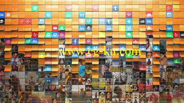 AE模板-卡片翻转照片墙展示 Cards Wall Logo Reveal的图片1
