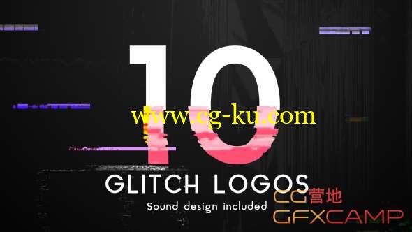 AE模板-10个电视雪花信号损坏Logo动画 Glitch Logo Pack的图片1