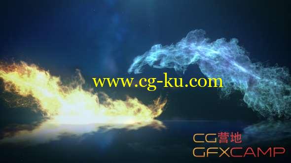 AE模板-冰火粒子碰撞Logo动画 Ice And Fire Logo的图片1