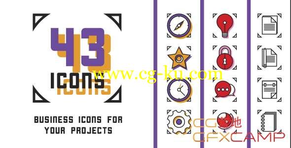 AE模板-卡通商务图标MG动画 43 Animated Business Icons的图片1
