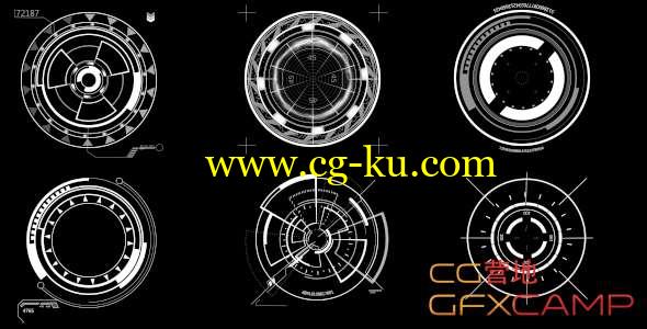 6个圆形科技感HUD动画高清视频素材 HUD Circle Elements的图片1