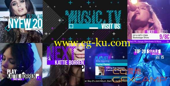 AE模板-音乐时尚娱乐栏目包装 Music and Entertainment TV Broadcast Pack的图片1