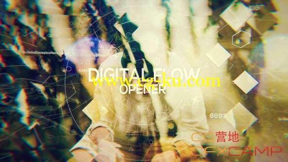 AE模板-科技感图形元素视差图片展示 Digital Flow - Opener的图片1