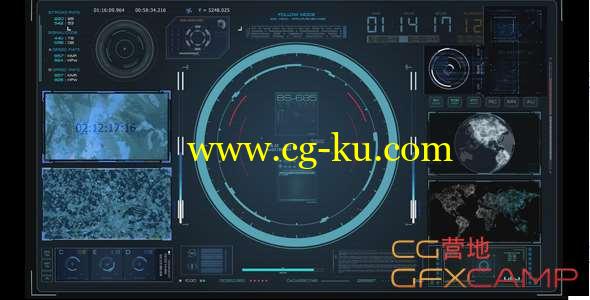 科技感雷达屏幕HUD高清视频素材 HUD Virtual Radar Hologram Interface System Cockpit的图片1
