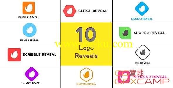 AE模板-10组扁平化Logo动画 Minimal Logo Reveals Pack的图片1