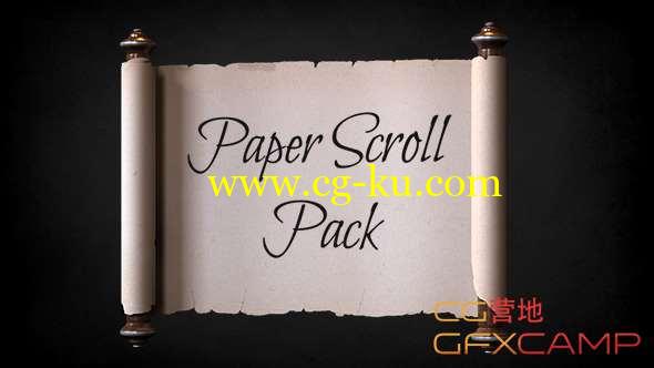 AE模板-卷轴展开图片展示动画 Paper Scroll Pack Template的图片1