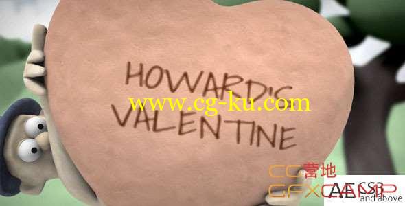 AE模板-卡通黏土小人情人节爱心动画 Howard's Valentine的图片1