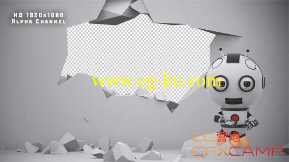 卡通机器人墙壁破碎倒塌动画高清视频素材 Robot SS2 - Wall Destruction的图片1