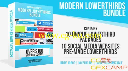 时尚扁平化字幕条 VideoHive Modern Lower Thirds Bundle (10 in 1)的图片1