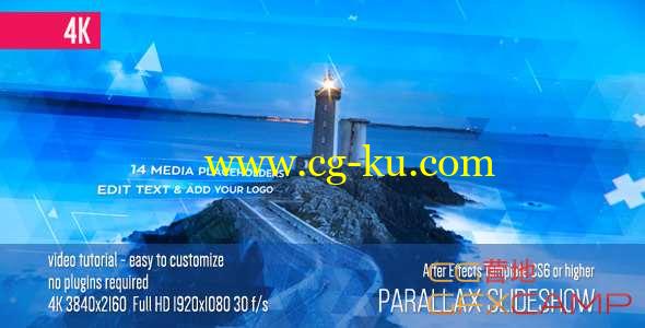 AE模板-三角图形视差图片展示 Parallax Slideshow的图片1