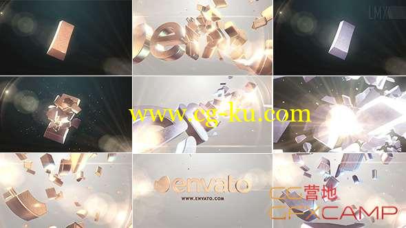 AE模板-金银破碎汇聚Logo展示三维动画 3D Gold And Silver Shatter Logo的图片1