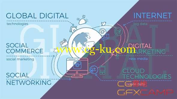 AE模板-MBE风格数字科技地球MG动画 Global Digital World的图片1