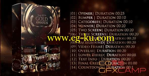 AE模板-金色颁奖晚会典礼包装片头 Gold Awards的图片1