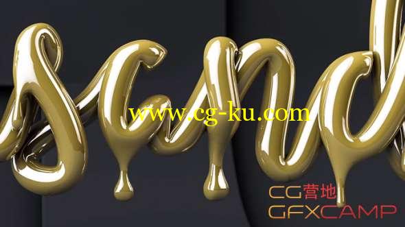 金色流体文字C4D教程 Cinema 4D - Dripping Gold Text Tutorial的图片1