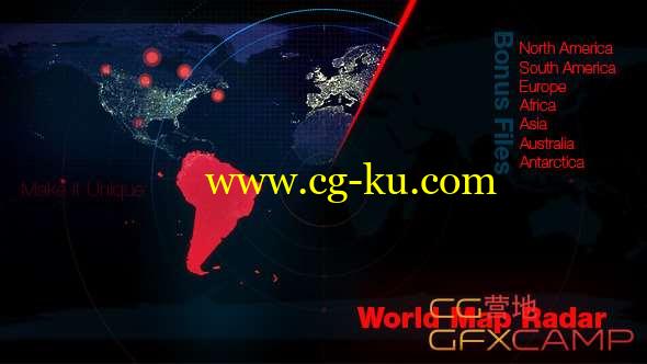 世界地图雷达动画高清视频素材 World Map Radar的图片1