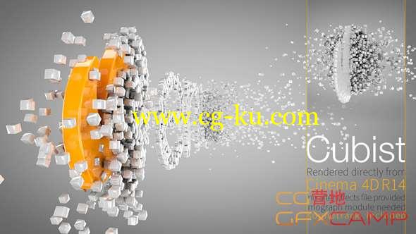 AE+C4D模板-三维方块汇聚Logo动画 Cubist C4D Logo Animation的图片1