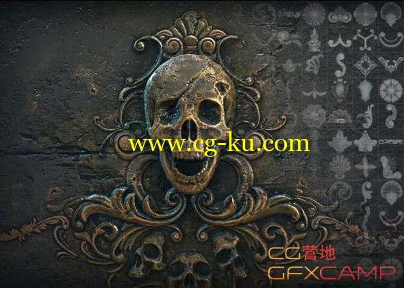 ZBrush/SP建筑装饰笔刷贴图素材第二套 Gumroad - 55 Ornament Brushes + alphaheight maps - Vol 2的图片1