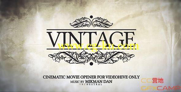 复古水墨晕开AE模板 VideoHive Vintage Opener的图片1