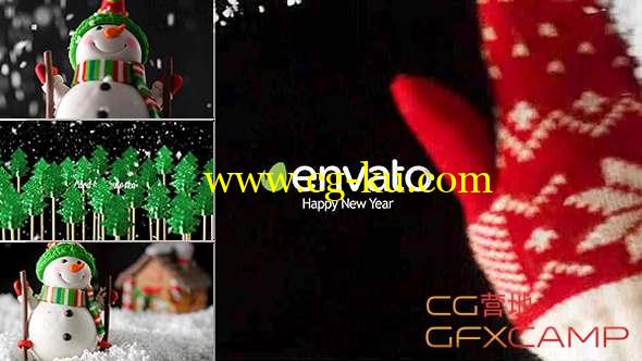 AE模板-圣诞节下雪片头Logo动画 New Year Card的图片1