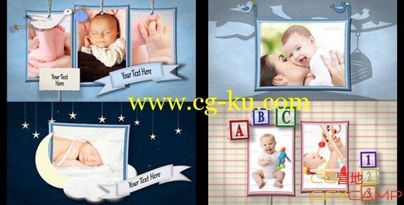 卡通儿童婴儿照片展示 VideoHive Baby Shadowbox Show的图片1