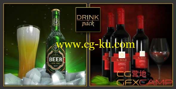 AE模板-葡萄酒啤酒包装三维动画 Drink Pack 2-in-1的图片1