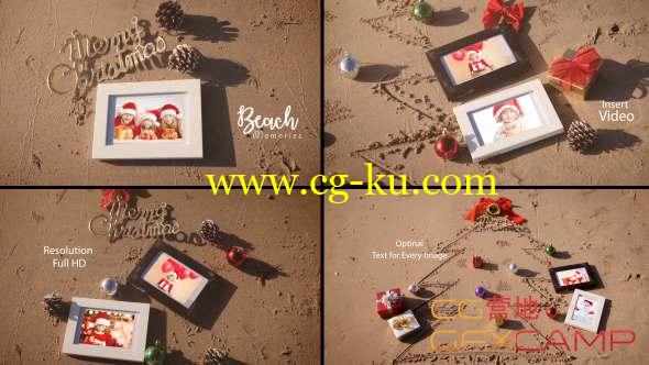 AE模板-海滩圣诞节相册视频片头 Christmas Photo Frame On Thee Beach的图片1