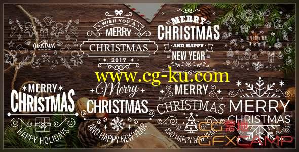 AE模板-圣诞节文字标题动画 Merry Christmas的图片1