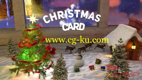 AE模板-圣诞节贺卡三维翻开动画片头 Christmas Сard的图片1