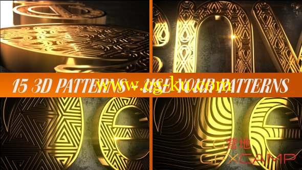 AE模板-E3D金色三维Logo文字动画 Glaring Pattern Maker Logo Reveal的图片1