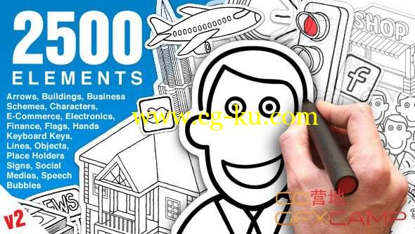 AE模板-白板手写元素动画 Whiteboard Animation Pack的图片1