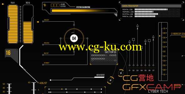 AE模板-25组科技感HUD动画元素 HUD Infographic Elements的图片1
