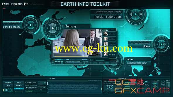 AE模板-科技感HUD地球地图信息展示动画 Earth Info Toolkit的图片1